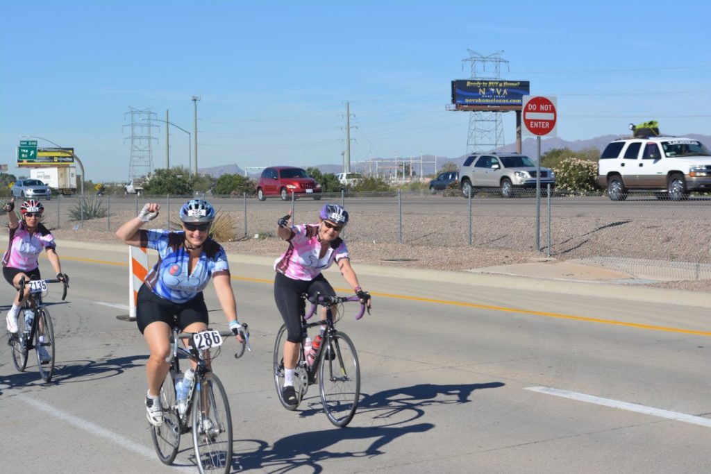 Riding the frontage road of the I-10 at El Tour de Tucson